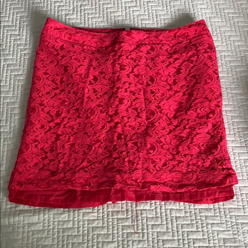 Hot Pink Lace Pencil Skirt